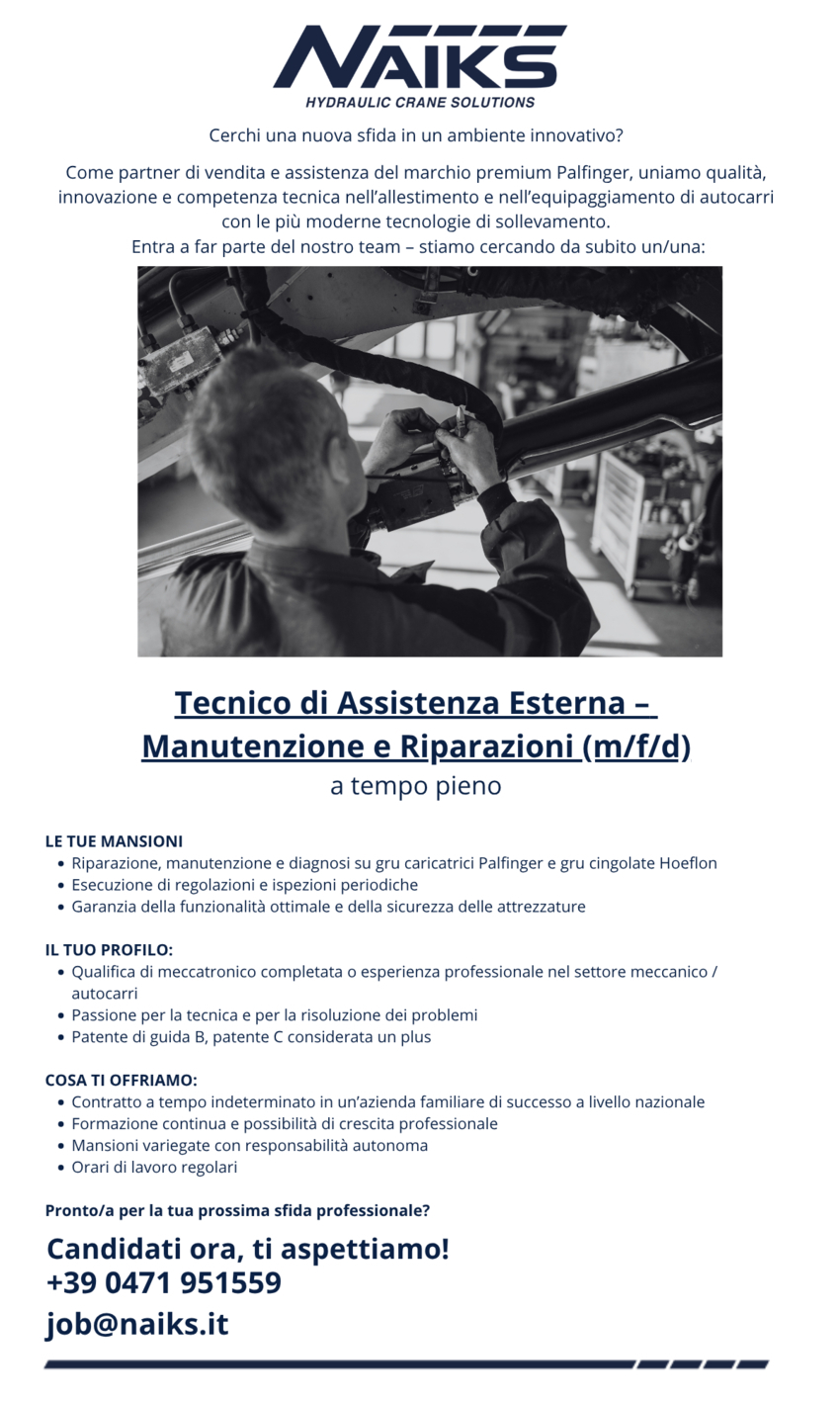 Tecnico di Assistenza Esterna – Manutenzione e Riparazioni (m/f/d)